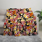 1pc Cozy Cinema Popcorn Blanket - Soft Breathable Flannel Plush, Retro Food Print Design, Suitable for Bed, Sofa, Office, Camping, and Outdoor Use - Machine Washable, Lightweight, and Warm Lootquake LLC