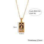 Fashion Tarot Necklace With Rhinestones Diamond Set Pendant Stainless Steel Rectangular Drip Necklace Jewelry Pi-Mart