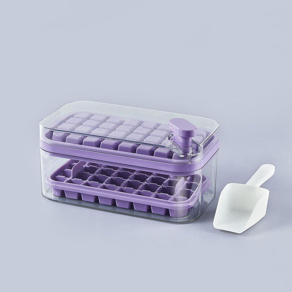 One-button Press Type Ice Mold Box Plastics Ice Cube Maker Ice Tray Mold With Storage Box With Lid Bar Kitchen Accessories Pi-Mart