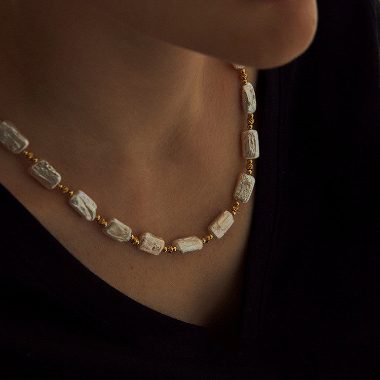 Natural Baroque Pearl Collar Chain Jewelry Pi-Mart