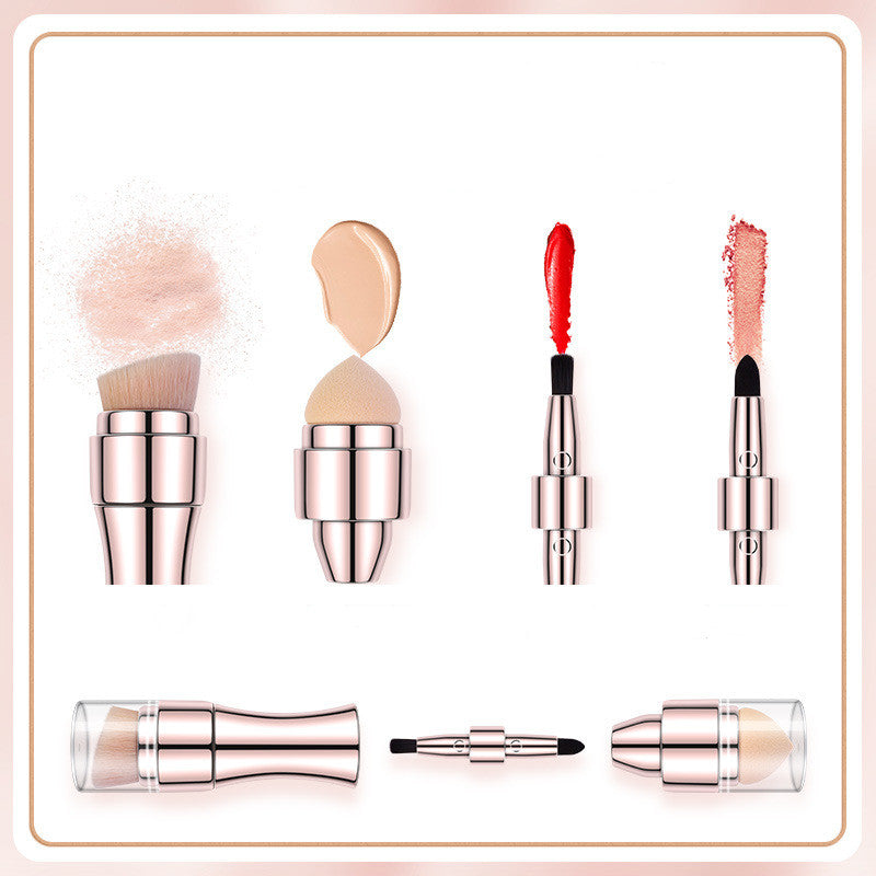 Retractable Metallic Four-in-one Multifunctional Makeup Brush Pi-Mart