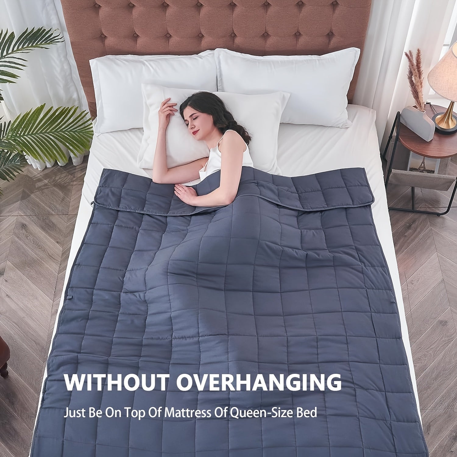 1pc, Weighted Blanket (60''x80'',12lbs,15lbs, 20lbs, Queen Size Dark Grey) for Adults, High Breathability Heavy Blanket, Soft Material with Premium Glass Beads