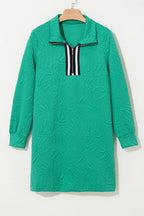 Classic Textured Zip Mini Dress Trendy Long Sleeve Dress for Women Modern Dress Stevvex
