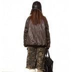 American-style Fake Two-piece Suede Bomber Jacket Cotton-padded Jacket Pi-Mart