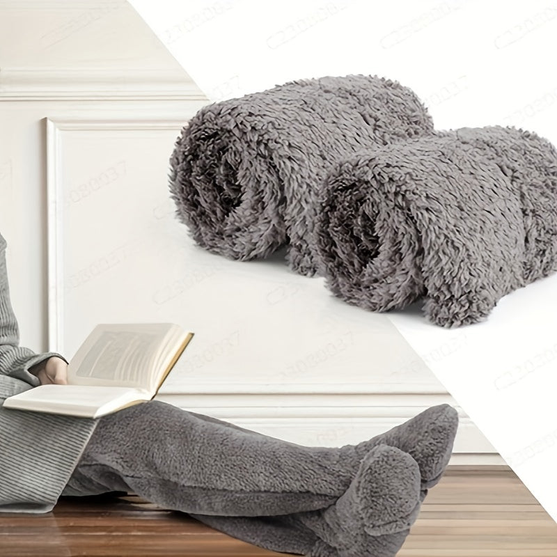 Cozy Couple's Thigh-High Fuzzy Socks - Warm, Durable Knit Over-The-Knee Stockings, Easy-Care Solid Hosiery Lootquake LLC