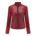 Simple European And American Trend Thin Coat Long Sleeve Motorcycle Jacket Women Pi-Mart