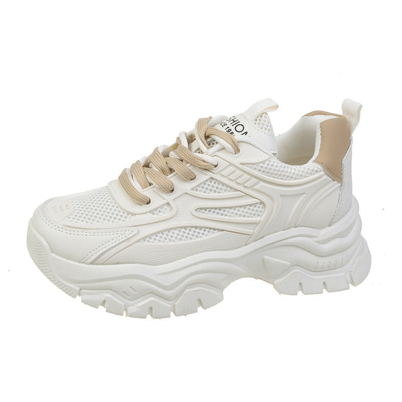 Mesh Breathable White Shoes Thick Bottom Heighten Casual Shoes Sports Women's Shoes Pi-Mart