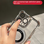 Applicable Electroplating Bracket Magnetic Suction Space Shell Full Cover Phone Case Twelve Protective Cover Pi-Mart