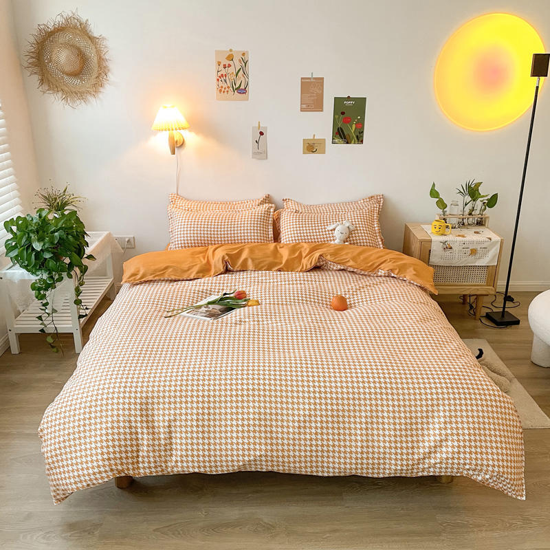 Student Dormitory Thick Sanded Aloe Cotton Four-piece Set Bed Linen Quilt Cover Bedding Pi-Mart