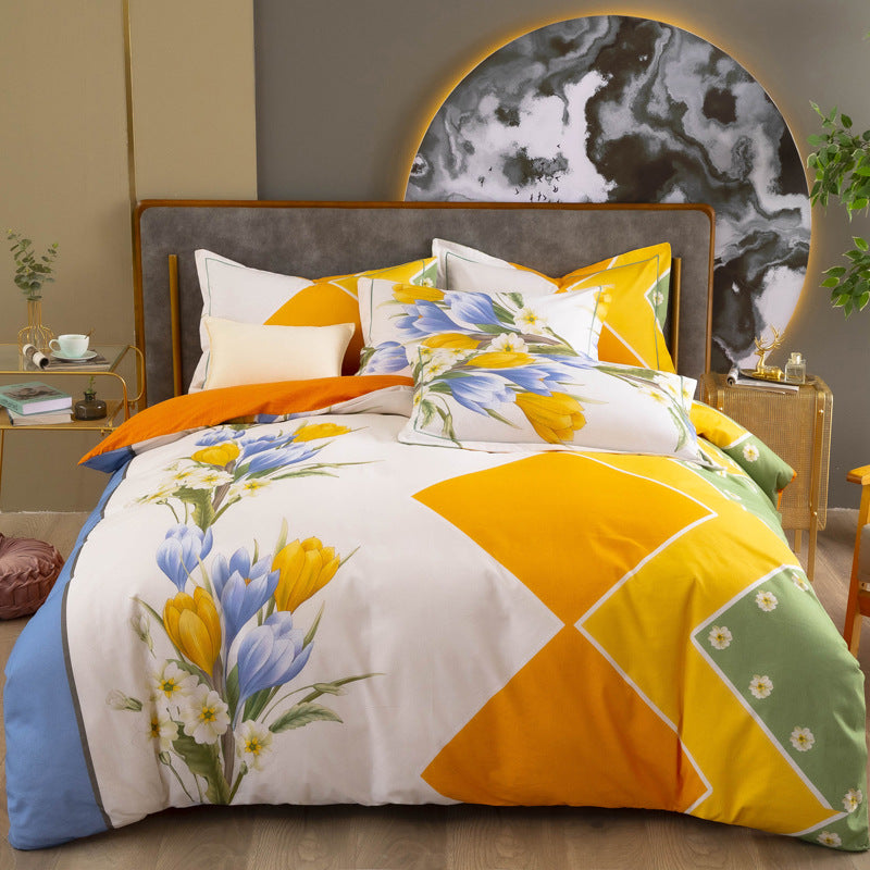 Cotton Winter Linen Quilt Cover Bedding Set Pi-Mart
