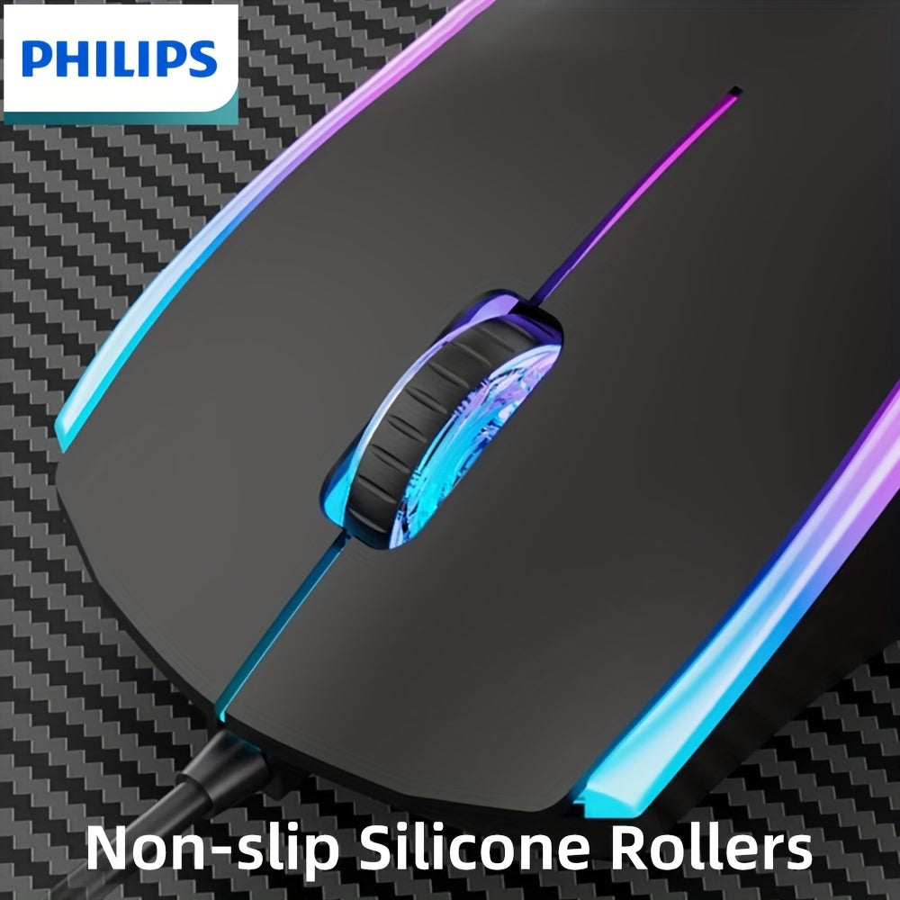 Wired Gaming Mouse with LED Backlight, 1200 DPI Optical Sensor, Ergonomic Design, ESports Games Theme, Right-Hand Orientation, Non-Slip Silicone Rollers, Battery-Free Operation for Windows/PC/Mac/Laptop