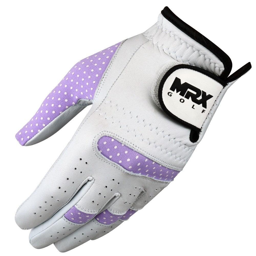 New Women Golf Gloves Cabretta Leather White Purple MRX Products