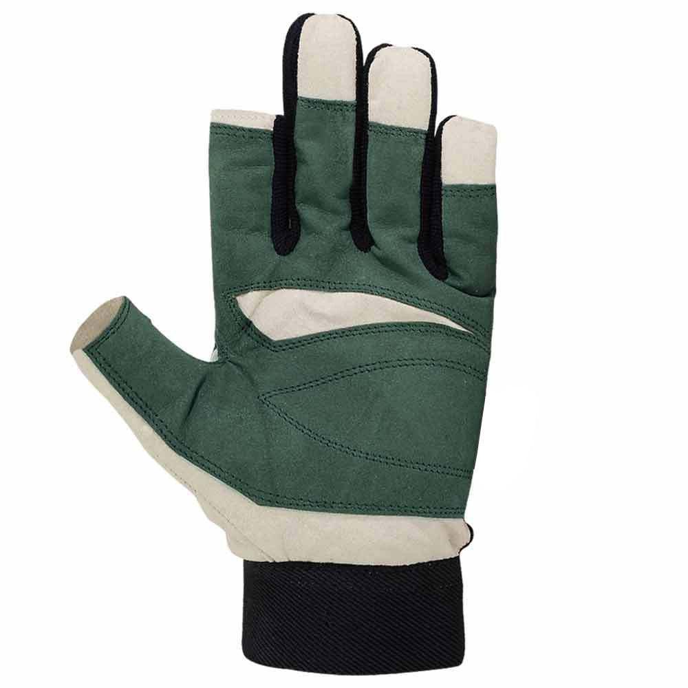 Sailing Gloves Cut Finger Style Green Blue Amara Leather Glove MRX Products