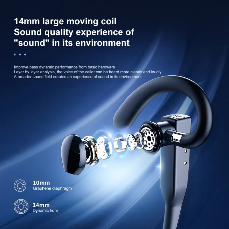 Comfortable Bluetooth Earpiece Wireless Earphone Bluetooth 5.0 Handsfree Earpiece Noise Cancelling HiFi Headset With Dual HD Mic For All Smart Phones Ear Wireless Bluetooth Sport Lightweight Headphones With Case Standby Time For Business Workout Driving Stevvex