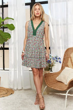 Lace Detail V-Neck Sleeveless Mini Dress For Women – Romantic, Elegant, Feminine, Stylish, Sophisticated Charm Stevvex
