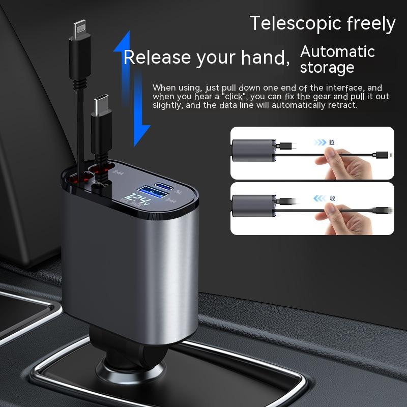 Metal Car Charger 100W Super Fast Charging Car Cigarette Lighter USB And TYPE-C Adapter Pi-Mart