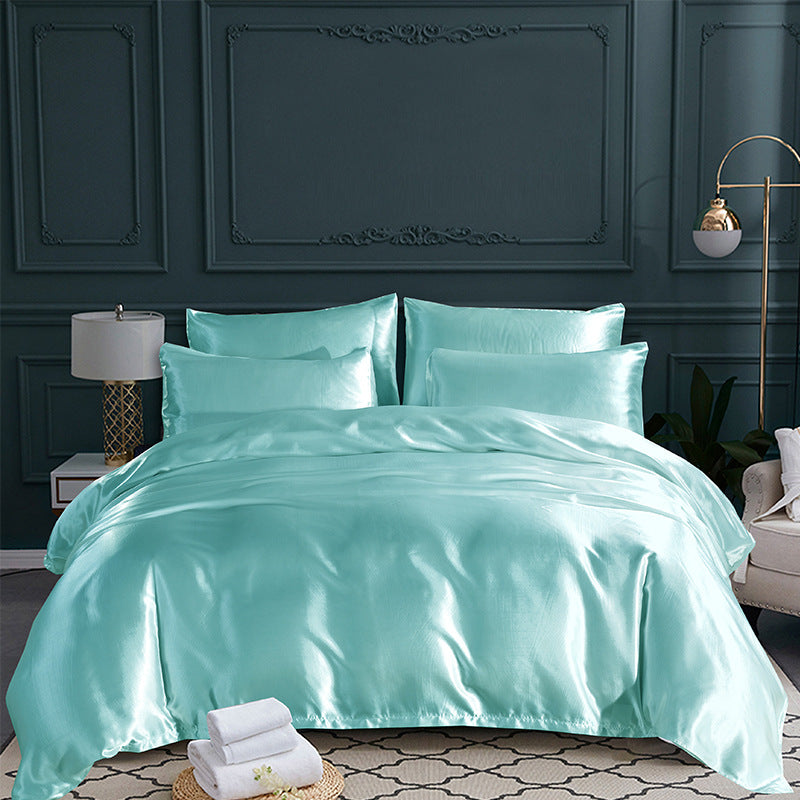 Satin Home Textile Quilt Cover Pillowcase Three-piece Set Pi-Mart