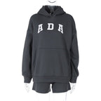 Casual And Versatile Letter Loose Hoodie With Fleece Lining For Women