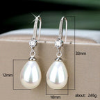 Women's Elegant Drop-shaped Imitation Pearl Long Earrings Pi-Mart