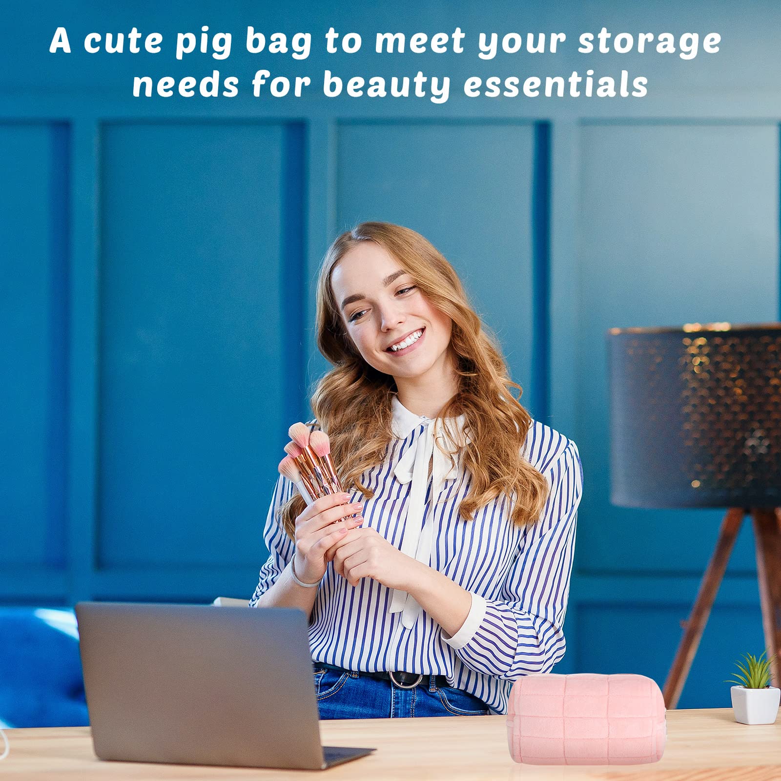 Plush Makeup Bag Checkered Cosmetic Bag Cosmetic Travel Bag Large Zipper Travel Toiletry Bag Portable Multi Functional Capacity Bag Cute Makeup Brushes Storage Bag For Women Pi-Mart