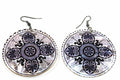Mandala Chakra Mother Of Pearl Dangle Earrings 2 Inch