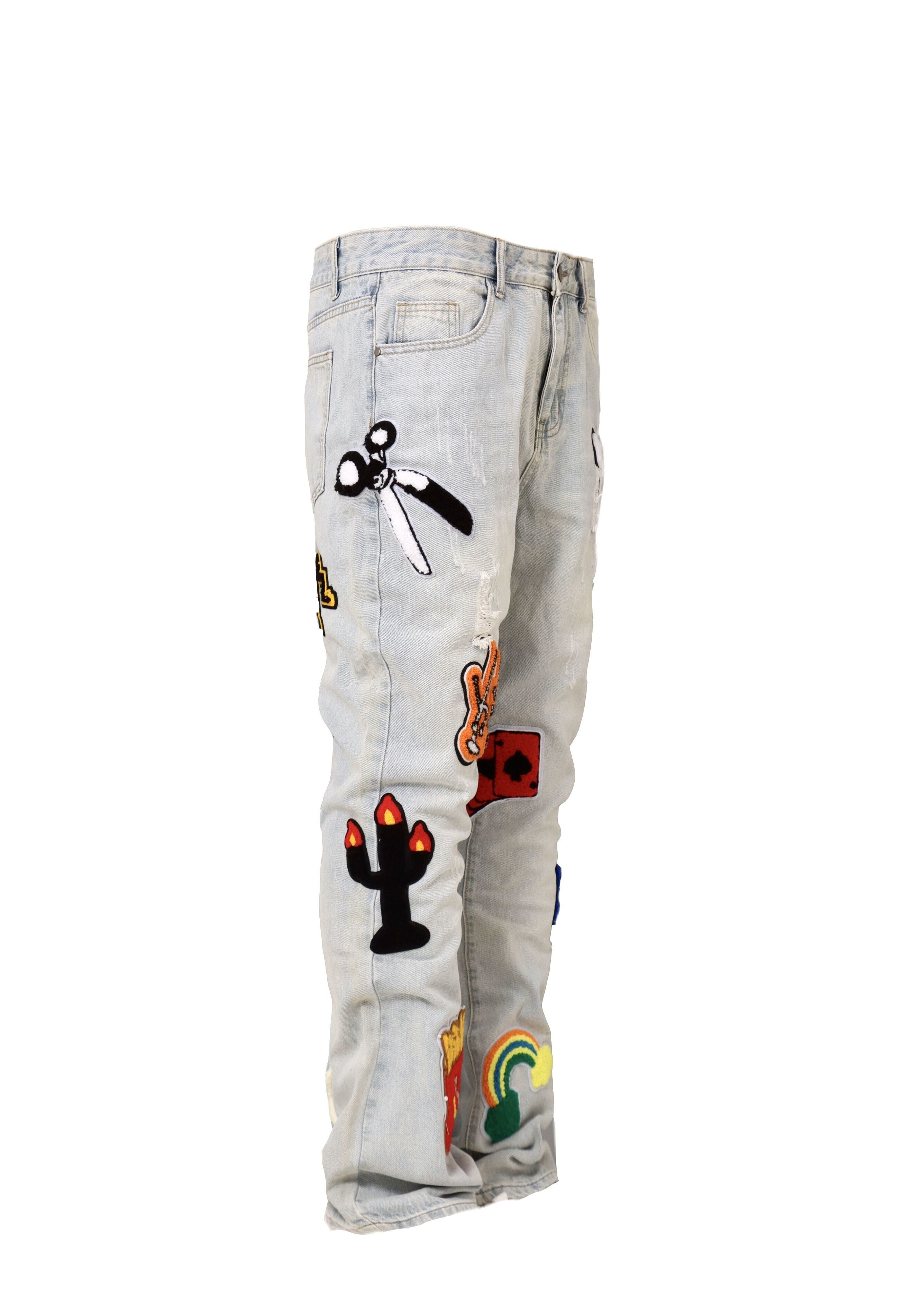 Light Color Irregular Towel Embroidered Slim Straight-leg Denim Trousers Lootquake LLC