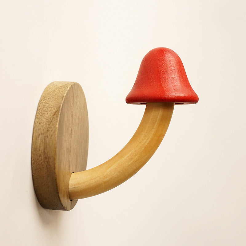 Creative Punch-free Wooden Mushroom Hat-and-coat Hook Pi-Mart