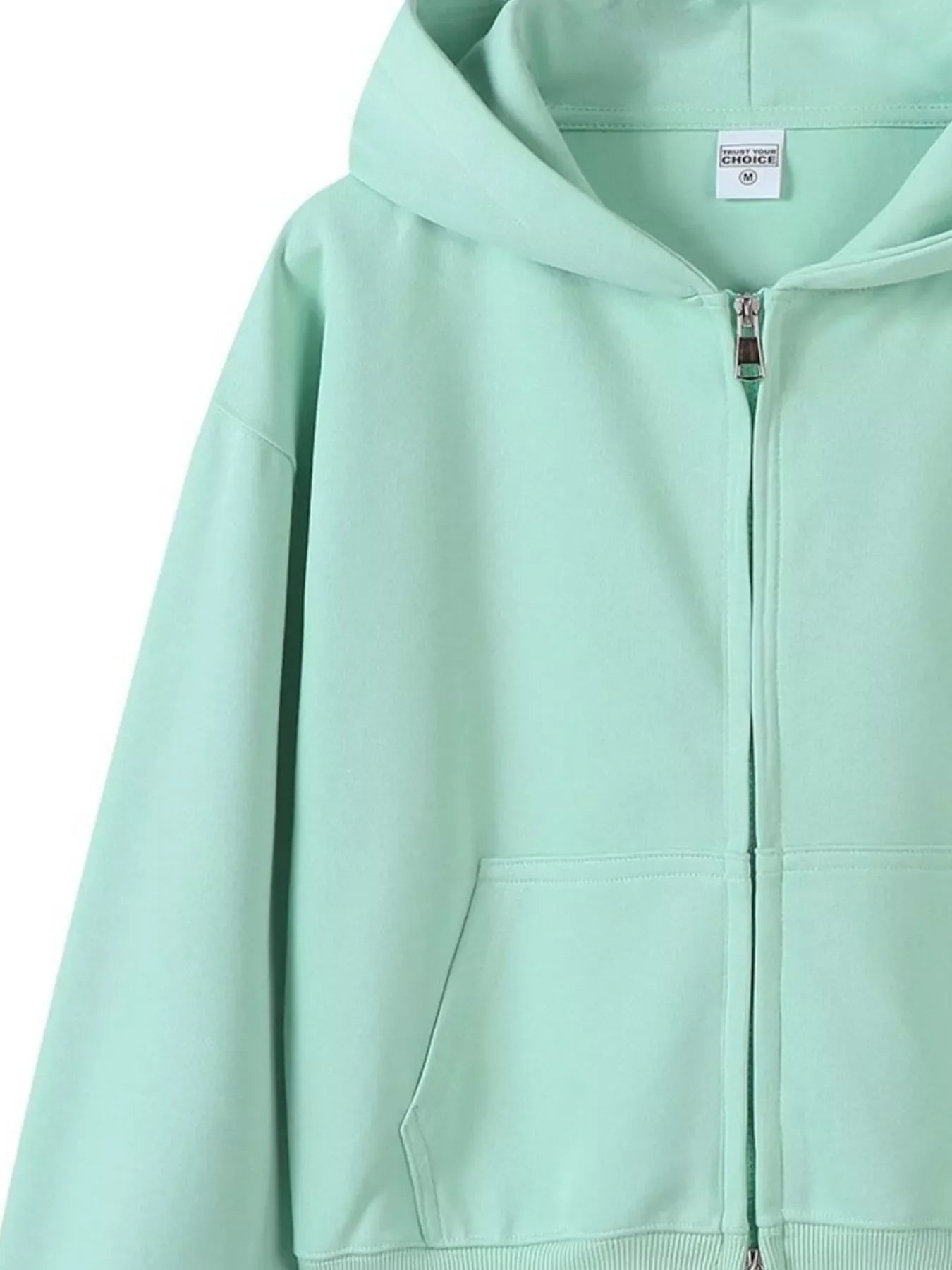 Full Size Casual Zip-Up Long Sleeve Hoodie Plus Size THRIXINE