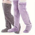 Cozy Couple's Thigh-High Fuzzy Socks - Warm, Durable Knit Over-The-Knee Stockings, Easy-Care Solid Hosiery Lootquake LLC