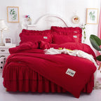 A Full Set Of Quilted Fallwinter Bed Skirt Bedspread Bed Sheet Princess Bedspread Plus Quilt Cover Pi-Mart