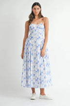 Sweetheart Neckline Floral Printed Midi Dress – Floral Midi Dress, Sweetheart Neckline Dress, Romantic Midi Dress, Feminine Floral Dress, Elegant Midi Dress