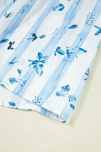 Sky Blue Floral Smocked A-Line Tie Straps Maxi Dress