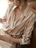 Ladies' Long-sleeved Striped Printed Versatile Casual Shirt - SJB-DIAMOND ELITES