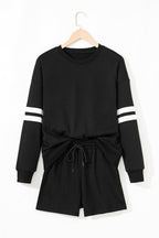 Varsity Stripe Sweatshirt and Short Set THRIXINE