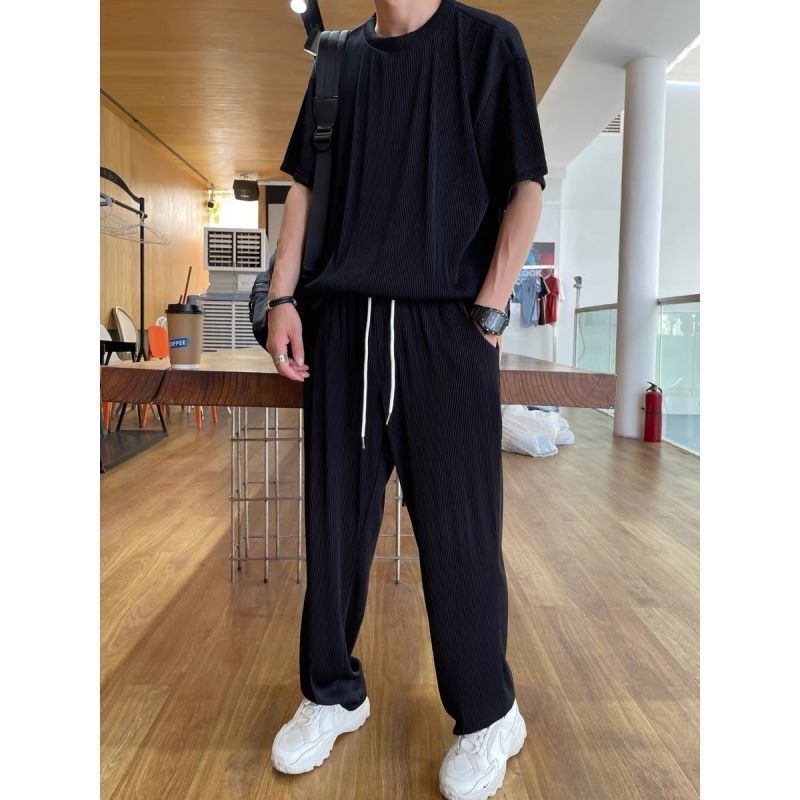 Drapey Short Sleeve Trousers Casual Two Piece Suit Lootquake LLC