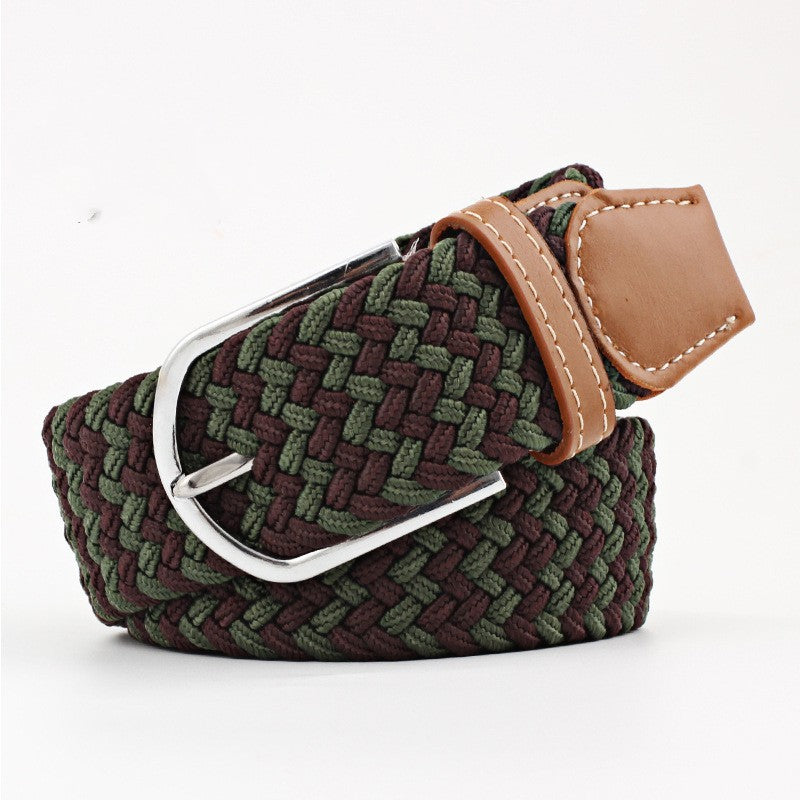 Women's Canvas Belt Student Pants Casual Stretch Braided Needle Buckle Pi-Mart