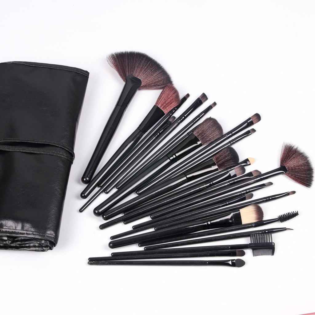 Shadowing 24 Makeup Brushes Set, Brownnatural Wood Pi-Mart