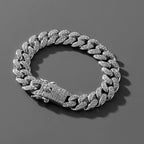 Rhinestone Paved Cuban Link Chain Bracelet Pi-Mart