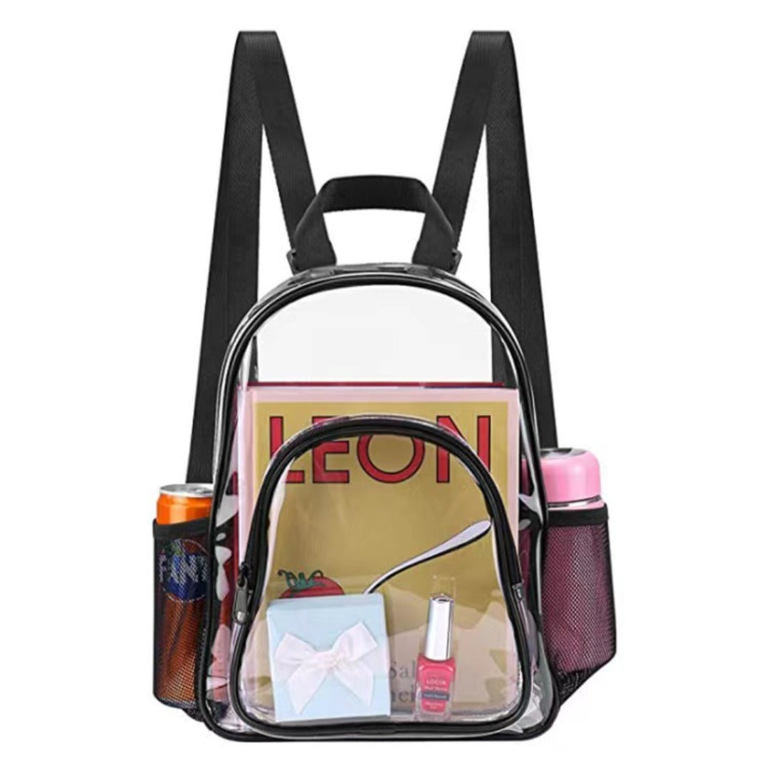 PVC transparent backpack, school bag for boys and girls, outdoor portable large capacity fashion clear backpack, transparent bag for stadium, transparent purse for concerts - SJB-DIAMOND ELITES