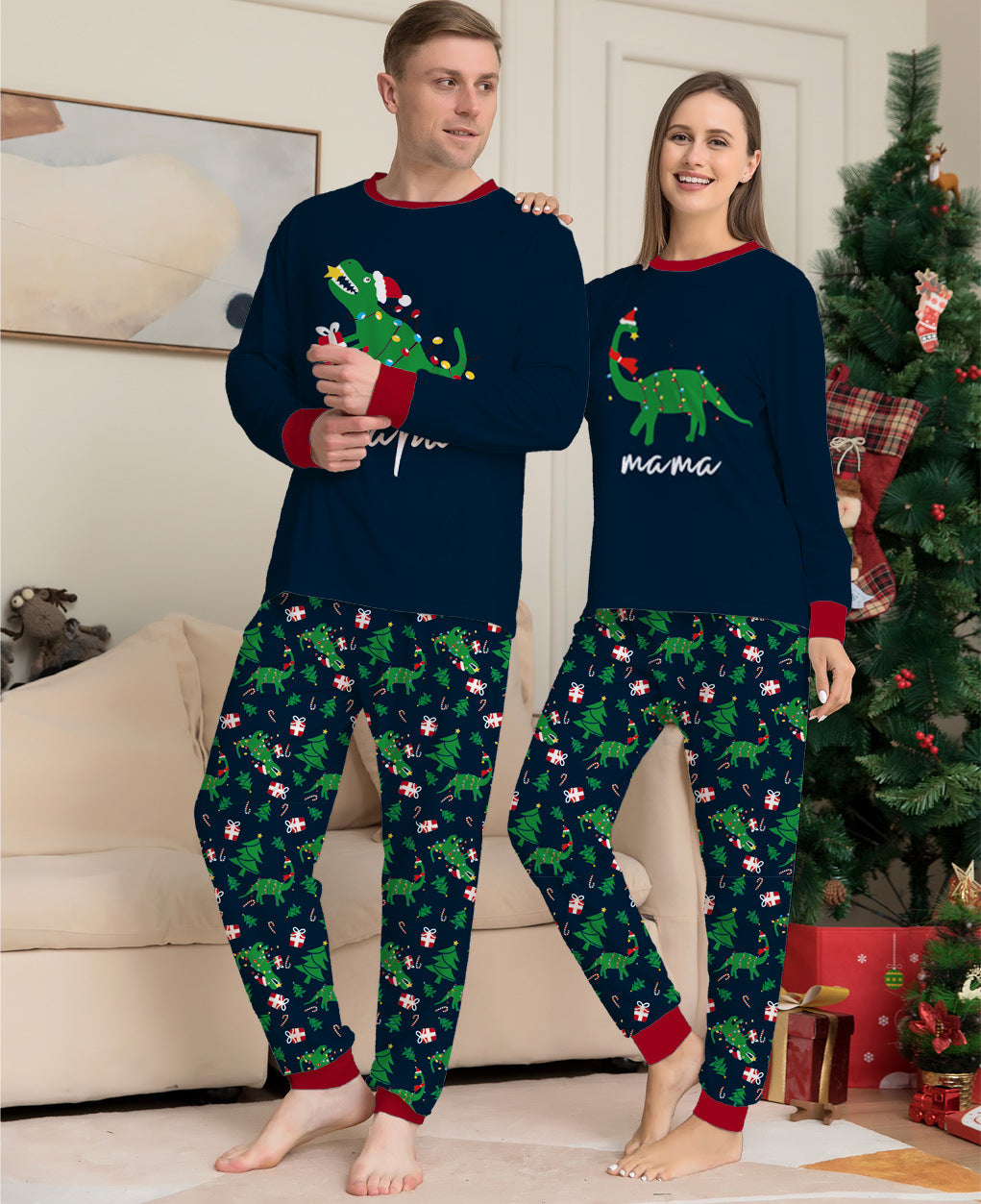 New Dinosaur Letter Print Parent Child Pajama Set Pi-Mart