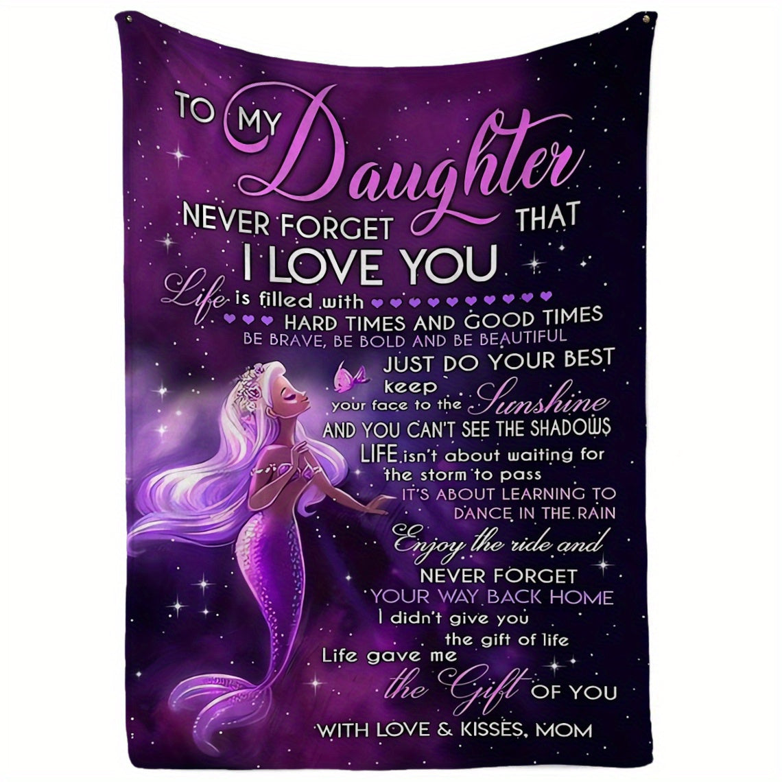 1pc Flannel Blanket, To My Daughter From Mom Mermaid Blanket, Warm Cozy Soft Throw Blanket For Couch Bed Sofa