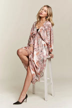 Printed V-Neck Batwing Sleeve Summer Dress For Women – Vibrant Print, Chic & Relaxed, Flattering, Effortlessly Stylish Stevvex