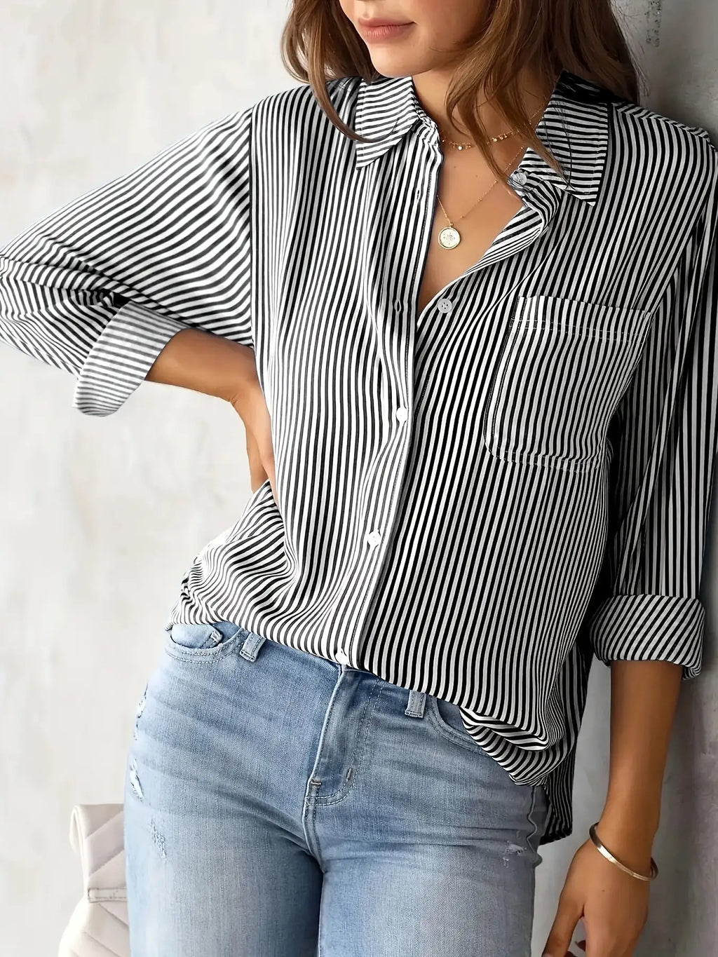 Classic Striped Casual, Business, Versatile Four Seasons Can Wear A Long-sleeved Shirt. - SJB-DIAMOND ELITES