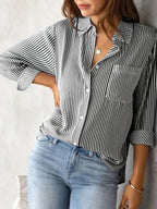 Classic Striped Casual, Business, Versatile Four Seasons Can Wear A Long-sleeved Shirt. - SJB-DIAMOND ELITES