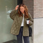 Women's Jacket Loose Round Neck Quilted Jacket Pi-Mart