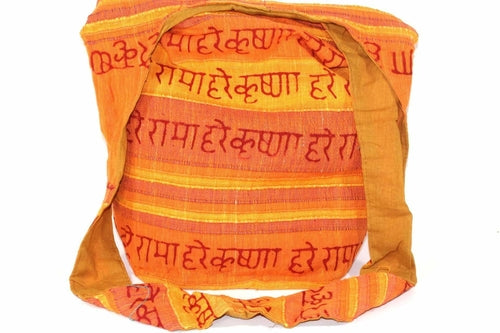 Hare Krishna Jhola Sling Bag 14 Inch Cotton Zip Pocket BandsCo Straps