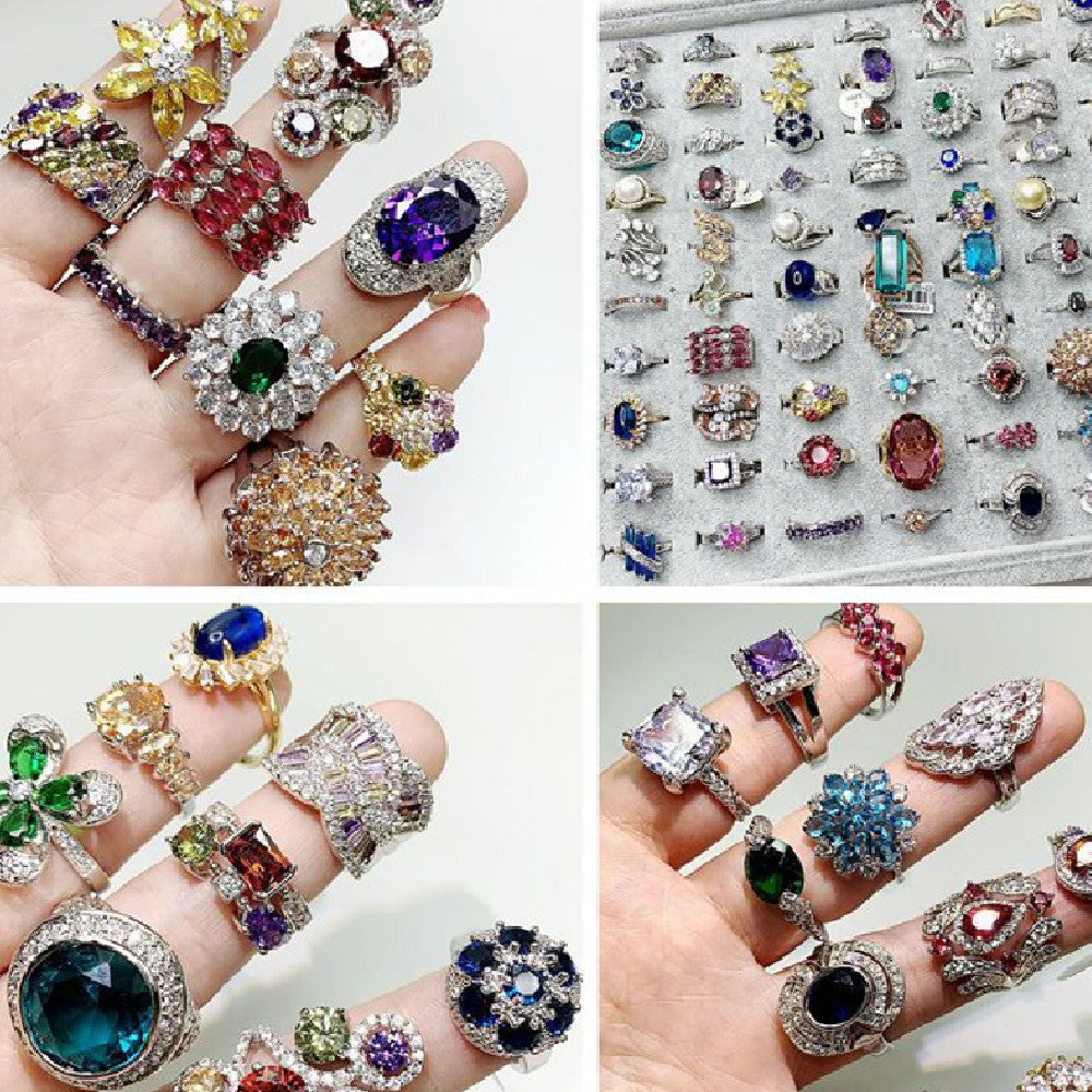 European And American Jewelry Exaggerated Fashion Micro-set Gem Ring Pi-Mart