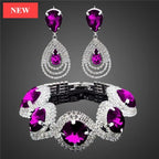 Modern NEW Trend Luxury  Woman Elegant Wedding Bridal Jewelry Sets For Women Rhinestone Austrian Crystal Jewelry Set Bracelet Earrings Set - SJB-DIAMOND ELITES