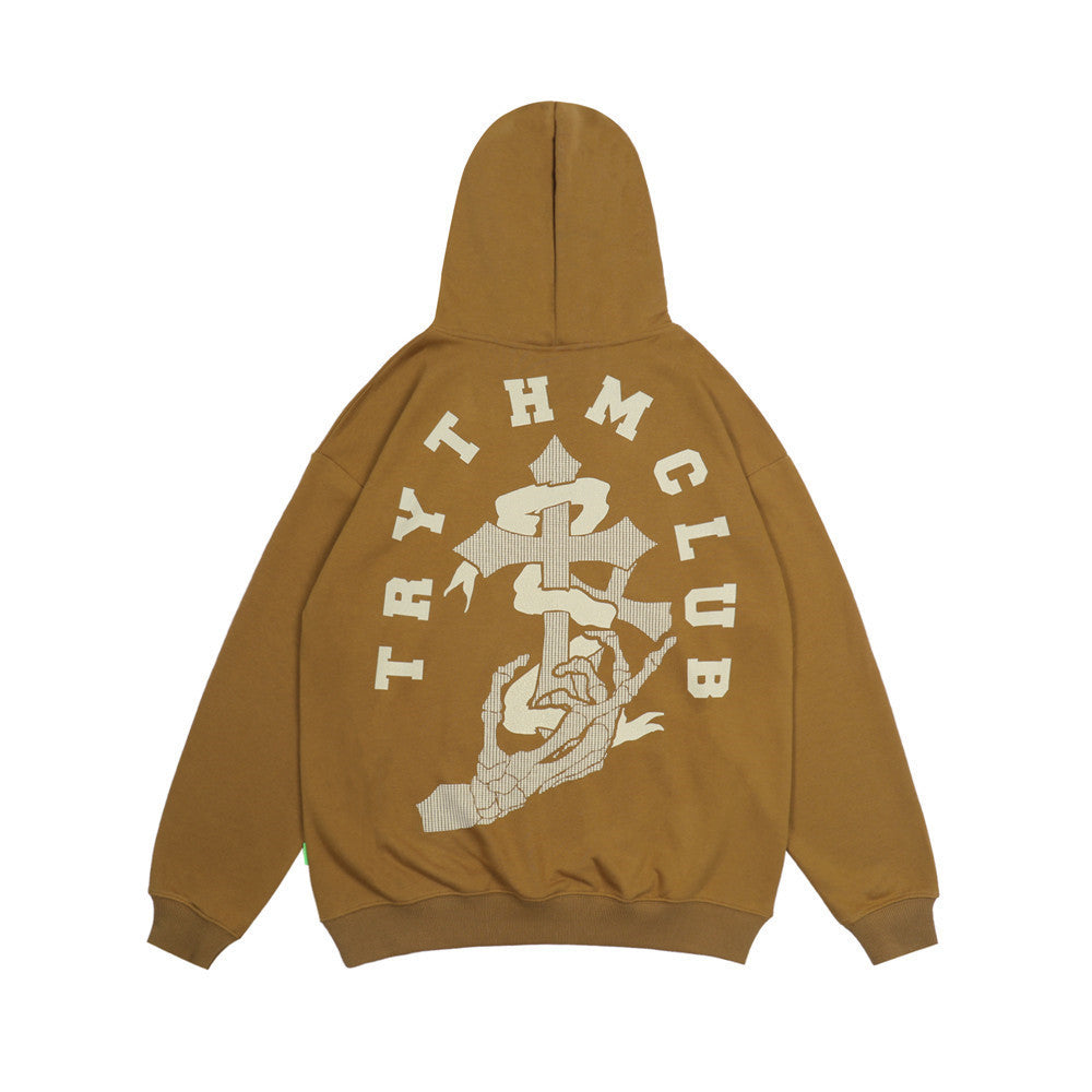 Fashionable Men's Cross Print Hooded Sweatshirt Pi-Mart