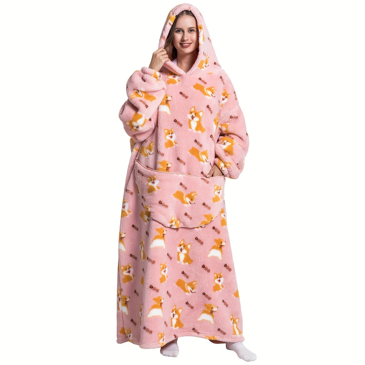 1pc Extra Long Wearable Blanket Hoodie With Sleeves - Ultra Soft, Super Warm, and Cozy Fleece Oversized Hoodie Blanket with Giant Pocket for Snuggling Up - Perfect Gift for Women, Men, and Mom Lootquake LLC